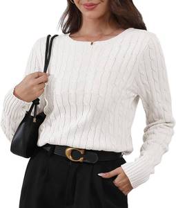 lot 1148 image: Womens Long Sleeve Cable Knit Sweater Jumper Crewneck Pullover Soft Dressy Casual Cute Tops Large
