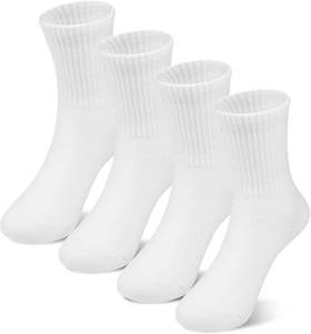lot 1155 image: BONANGEL BONNAGEL Kids Athletic Crew Socks Boys Girls White Black Dress Socks Cotton School Uniform Socks 4Pairs, 6-8 Years