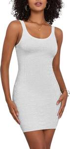 lot 1159 image: ZAFUL Womens 2025 Summer Mini Tank Dresses Knit Sleeveless Slim Fit Crewneck Petite Party Club Short Bodycon Pencil Dress(1-White, M)