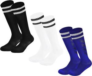 lot 1163 image: Youth Soccer Socks Kids Athletic Socks Striped Cushion Knee High Baseball Socks
