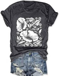 lot 1178 image: Womens Flower T Shirt Vintage Wildflowers Printed Graphic Tee Casual Botanical Short Sleeve. Small