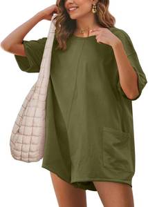 lot 1180 image: Glamaker Womens Summer Oversized Tee Romper Casual Workout Athletic Romper Onesie Backless Loose Shorts Jumpsuit Overalls. XS