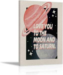 lot 1195 image: KEUSPI pink room deocr Love You to The Moon and to Saturn Wall Decor pink Saturn Canvas Wall Art room Painting Paints Picture deocr For Bedroom Girls Room11x14