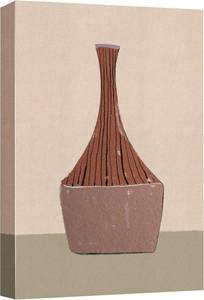 lot 1207 image: wall26 Canvas Print Wall Art Curved Brown Vase on Tan Background Floral People Photography Modern Art Decorative Elements Colorful Cool for Living Room, Bedroom, Office - 12x18