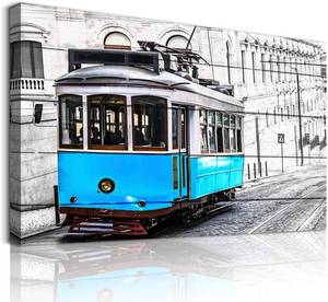 Canvas Wall Art for Bedroom Wall Decor for bathroom office Canvas wall Paintings Living Room Home Decor Art City Buildings Street blue Bus wall Pictures Artwork Ready to Hang 1 Panel 16x24