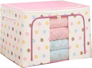 lot 1231 image: Oxford Cloth Steel Frame Storage Box for Clothes Bed Sheets Blanket Pillow Shoe Holder Container Organizer