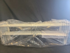 lot 1331 image: FKUO Metal Folding Clothes Drying Rack, Wall Mounted Clothes Hanger Rack, Retractable Collapsible Laundry Drying Rack, Towel Rack Space Saver (White)