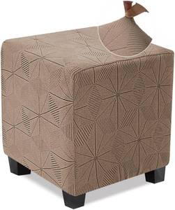lot 1335 image: NeColorLife Ottoman Cover - Stretch Slipcover, Knitted Jacquard Fabric for Square Ottoman, Storage Stool, Footstool Protector (Light Coffee, 1PC)
