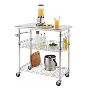 lot 1338 image: $204 EcoStorage Chrome Color 34 in. Stainless Steel Kitchen Cart