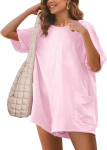 lot 1374 image: Glamaker Womens Summer Oversized Tee Romper Casual Workout Athletic Romper Onesie Backless Loose Shorts Jumpsuit Overalls Medium