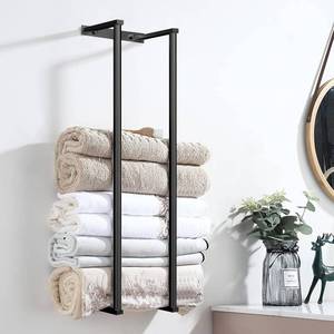 lot 1377 image: Towel for Racks Bathrooms, Wall Mounted Towel Rack for Storing Towels, Robes, Towel Holders with Hooks, Bathroom Towel Storage, Black
