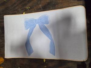 lot 1385 image: Welcome Mats Blue Preppy, Girls Bathroom Bedroom Mat, Cute Navy Blue Bow Front Door Kitchen Mat 30 x 16 Inch, Gift for Blue Lovers, 130zz