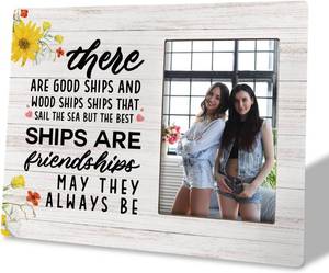 lot 1400 image: Friendship Gift, Wooden Picture Frame Gift, Picture Frame Decor Sign, Gift Idea for Friend, Friendship Photo Framed Decor for Bedroom Dorm, Sentimental Gifts for Bestie, The Best Ships are Friendships