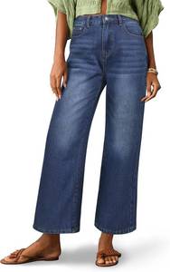 lot 1404 image: PHISOCKAT Wide Leg Jeans Woman High Waisted Jeans for Women Straight Leg Baggy Denim Cropped Pants for Women Y2K