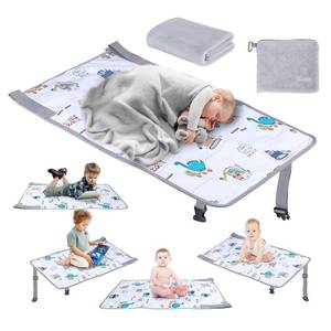 lot 1405 image: FUNSTAR Airplane seat Extender for Kids, Toddler Airplane Bed with Blanket, Airplane Travel Essentials, Durable and Comfortable Baby Portable Airplane Bed Flight Footbed (White).