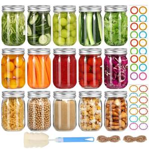 lot 23290 image: Mcupper Glass Mason Jars 16 oz with Airtight Lids and Bands - 15 Pack Regular Mouth Pint Canning Jars for Pickling, Meal Prep, Overnight Oats, Dry Food & DIY Crafts - Includes 24 Stickers & Brush - Retail $27