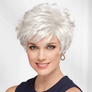 lot 23302 image: Paula Young Harlow Wig Voluminous Short Wig with Enviable Volume and Wavy LayersMulti-Tonal Shades of Blonde, Silver, Brown and Red - Retail $66