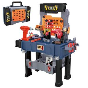 lot 23318 image: MUGEYMYD Kids Tool Bench Set with Electric Drill and Realistic Tool, Pretend Play Construction Workbench Toys for Toddlers, Build a Kids Tool Workshop Set for Boys and Girls, Ages 3-8. - Retail $36