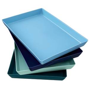 lot 24842 image: US Acrylic Coastal Plastic Serving Trays (Set of 4) 15 x 10  Large Unbreakable Reusable Rectangular Party Platters  Serve Appetizers, Fruit, Veggies, & Desserts  BPA-Free & Made in USA - Retail $20