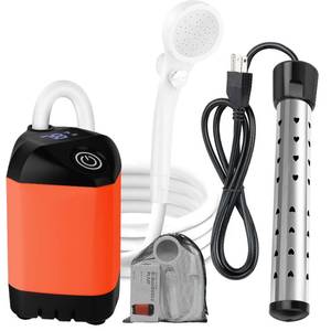 lot 24843 image: Portable Camping Shower with 2000W Heater, Long-Lasting 7800mAh Rechargeable Camping Shower with Digital Power,3 Spray Modes,IPX7 Waterproof Outdoor Camp Pump for Hiking, Travel, Car, Pet - Retail $35