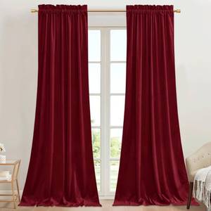lot 24847 image: StangH Red Curtains for Living Room 42 inch Width Velvet Privacy Doorway Curtains Thermal Insulated Soundproof Drapes for Dining RoomBedroomTheater, W42 x L96, 2 Panels - Retail $47