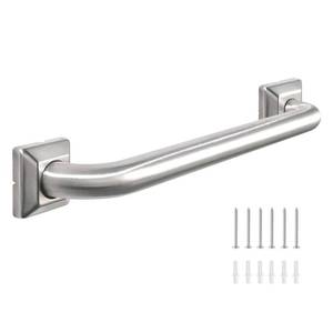 lot 24856 image: Bathroom Grab Bars Stainless Steel Handrail ADA Compliant 500lbs bathtubs and Showers Toilet Handle Safety for Handicap, Elderly, Disabled, Injury (12 inches) - Retail $30