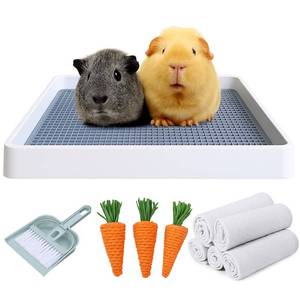 lot 24860 image: PODOO Rabbit Litter Box Training Potty Tray for Guinea Pig & Small Pets � Spacious Grid Pan with Low Entrance, Easy-Clean & Odor-Resistant Helps Keep a Clean Cage and Reduce Mess - Retail $31