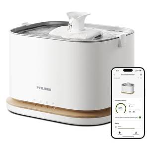 lot 24869 image: PETLIBRO Upgrade Cat Water Fountain, Cordless Cat Fountain Battery Operated, App Monitoring 3L101oz Dockstream 2 Pet Water Fountain with Stainless Steel Tray, 5GHz WiFi Dog Water Bowl Dispenser - Retail $84