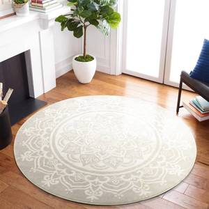 lot 24882 image: Carvapet 3 Small Round Area Rug Chic Boho Mandala Print Circle Rugs Non Slip Machine Washable Floor Mat Soft Throw Rug for Powder Room Entryway Bathroom Nursery Bedside Floor Decor Ivory Grey