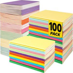 lot 24883 image: 100 Pack Small Lined Notepads Bulk, Mini Journal Pocket Notebooks Set 3.5 Inch x 5.5 Inch, Colored Cover Notebook Wide Ruled, 10 Colors 24 Sheets (48 Pages) for Traveler, Students, School Supplies - Retail $28