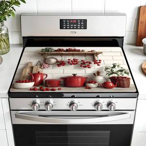 lot 24897 image: AOHMPT Multi-Design Stove Top Cover for GlassElectric Stoves - 3-in-1 Heat-Resistant Protector Mat, Non-Slip Drying Rack 28x20 - Retail $25