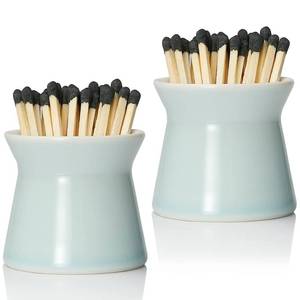 lot 24900 image: Haillai 2 Pack Match Holder with 6 Pcs Strikers, Handmade Ceramic Match Box for All Matches, Cute Home Decor Match Jar with Striker for Candle, Fireplace, Parlor. (Sold Without Matches) (Baby Blue) - Retail $10