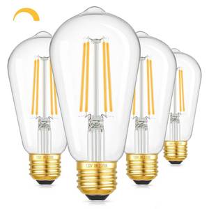 lot 24902 image: Dimmable Vintage Edison LED Bulbs, 1250Lumens High Brightness Light Bulbs, 8W 100W Incandescent Equivalent Bulbs, ST58 LED Filament Bulbs, E26 Gold Base, CRI90 2700K Soft White Edison Bulbs, 4-Pack - Retail $20