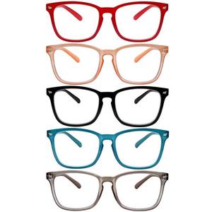 lot 24908 image: SIGVAN 5 Pack Blue Light Blocking Reading Glasses Fashion Square Computer Readers for Women Men, Anti UV Ray Nerd Eyeglasses (5C A, 1.75) - Retail $14
