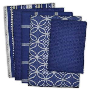lot 24912 image: DII  5 Pack  Assorted Dishtowel & Dishcloth Set  Nautical Blue -