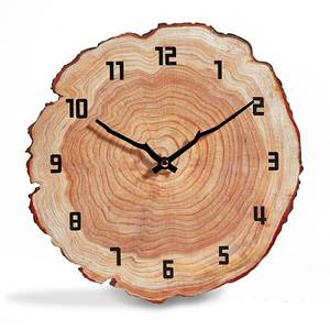lot 24927 image: YRUDMBIN Rustic Wall Clock Silent 12 Inch Battery Operated Wooden Home Decor for Bathroom Kitchen Bedroom Living Room,Annual Ring - Retail $23