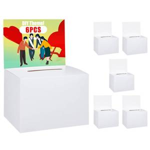 lot 29145 image: Uniclife 6 Pack Ballot Boxes with Slot 6.5 x 4.5 x 4.5 Suggestion Boxes Donation Box for Fundraising White Cardboard Box with Removable Header for Business Voting Collecting Card Charity - Retail $11