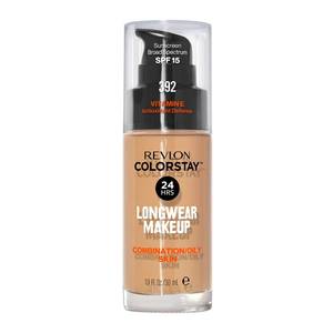 lot 29154 image: Revlon Liquid Foundation, ColorStay Face Makeup for Combination & Oily Skin, SPF 15, Medium-Full Coverage with Matte Finish, 392 Sun Beige, 1 Fl Oz - Retail $13