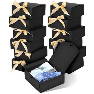 lot 29159 image: WLUSEAXI 12pack Small Gift Boxes with Lids for Presents, 4.5x4.5x2 Black Gift Boxes with Ribbons, Party Boxes for Packaging Wedding, Present, Birthday, Holiday, Galentines Day - Retail $16