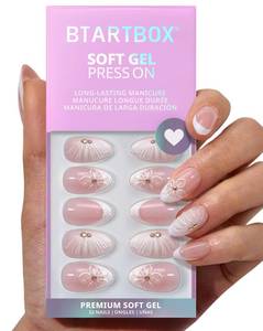 lot 29185 image: BTArtbox Press On Nails Short - Dew-Kissed Bud, Easy-to-Apply 3D Flower Pink Almond Press On Nails with Glue and Adhesive Tabs in 16 Sizes - 32 Nails All-in-One Kit - Retail $22
