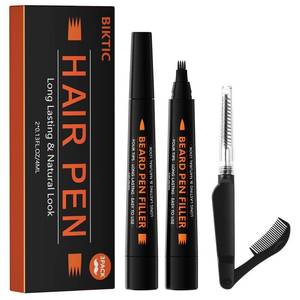 lot 29192 image: 3-Pack Beard Pencil Filler for Men (Black), Four-fork Tip Beard Styling Pen, Waterproof Sweat Proof Long Lasting Beard Pencil,Effectively Enhances Facial Hair - Retail $10