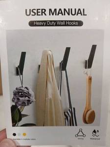 lot 29194 image: Heavy Duty Wall Hooks Set with Hardware 6pk - Retail $15