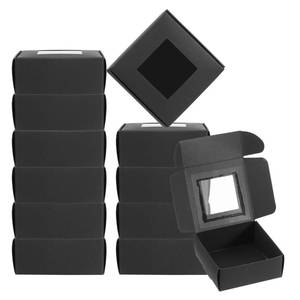 lot 29196 image: PATIKIL 2.5x2.5x1 Paper Soap Box with Window, 27 Pack Homemade Soap Boxes Square Presents Packaging Boxes for Birthday Christmas DIY Craft, Black - Retail $14