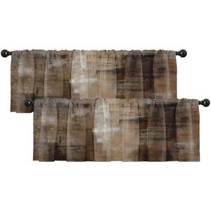 lot 29197 image: Emvency 2 Pack Valances Window Treatments Abstract Dark Brown Art Painting Blackout Drapes Adjustable Curtain for Windows Living Room Kitchen Over Sink, 52x18 Inch Rod Pocket Valances - Retail $15