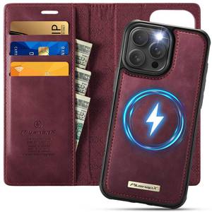 lot 29198 image: PlusnapX Wallet Case for iPhone 16 Pro Compatible with Magsafe, 2-in-1 PU Leather Flip RFID Blocking Card Holder Stand Shockproof Magnetic Detachable Case for iPhone 16 Pro Case 6.3, Burgundy - Retail $27