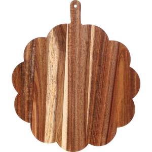 lot 29202 image: Havawish Scalloped Acacia Wood Boards Wooden Cutting Board for Bread Meat Cutting Boards Fruit Cheese Serving Butcher Block Supplies 11.81 x 11.81 x 0.63 Inches - Retail $18