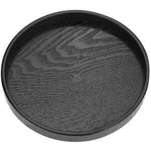 lot 29207 image: Round Wood Serving Tray, Solid Wooden Decorative Tray Non-Slip Tea Coffee Table Tray Snack Plate Food Meals Serving Tray with Raised Edges for Home Decor Kitchen Restaurant (8.2inch, Black) - Retail $9