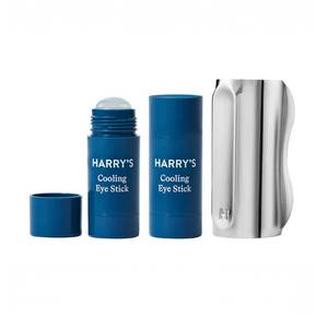 lot 29215 image: Harrys Cooling Eye Kit for Men - Gua Sha Depuffing Facial Massage Tool and 2 Cooling Eye Sticks - Retail $33