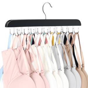 lot 29216 image: Bra Hanger for Closet, Tank Top Organizer 20 Hooks Capacity Foldable Wood Space Saving Hanger Closet Organizers and Storage for Dorm & Apartment for Tank Top, Hats, Scarf etc. - Retail $37