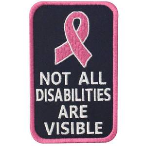 lot 29219 image: Not All Disabilities are Visible VestsHarnesses Service Dog Emblem Embroidered Fastener Hook & Loop Patch - Pink - Retail $6